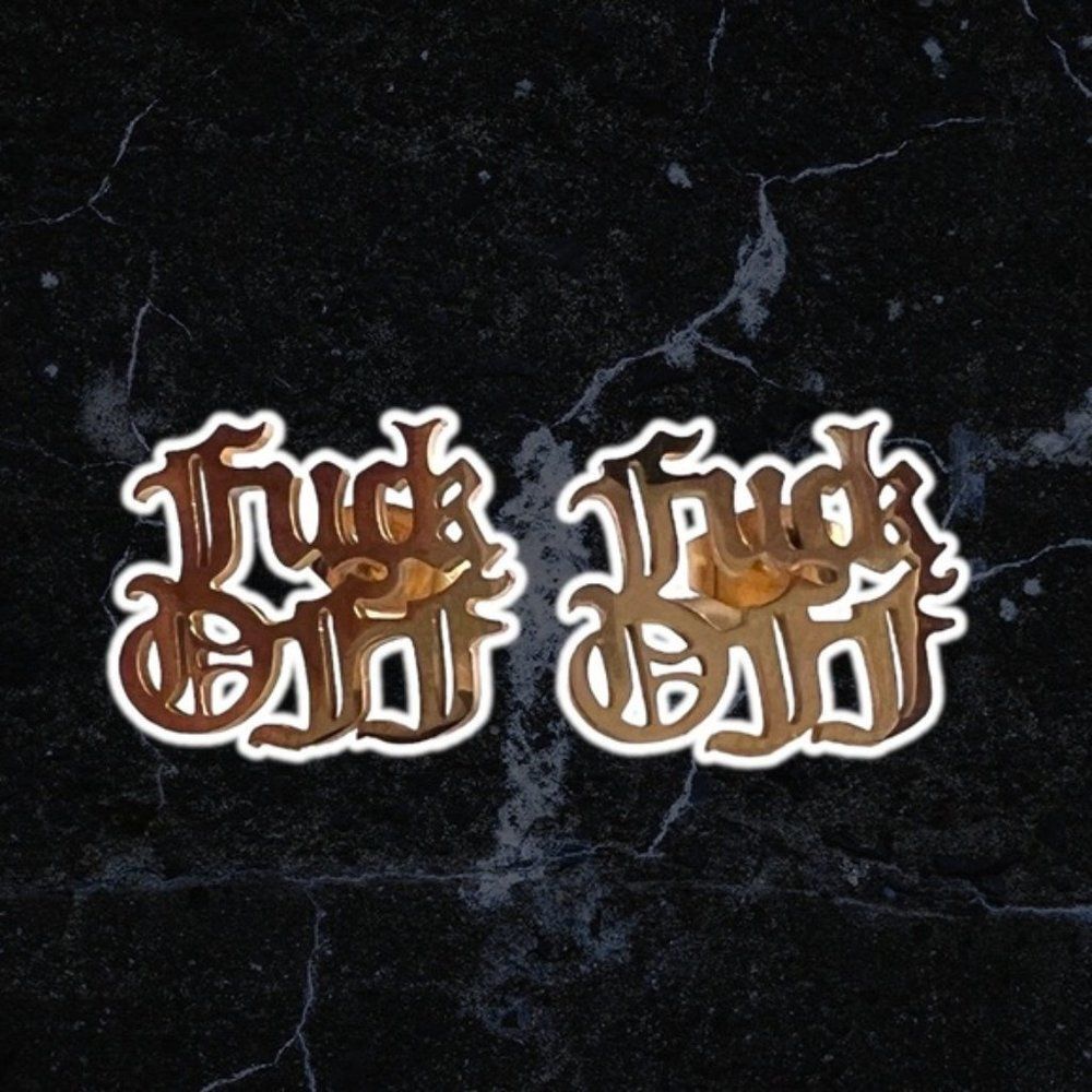 Fashion earrings “Fu.ck Off” in “gold”